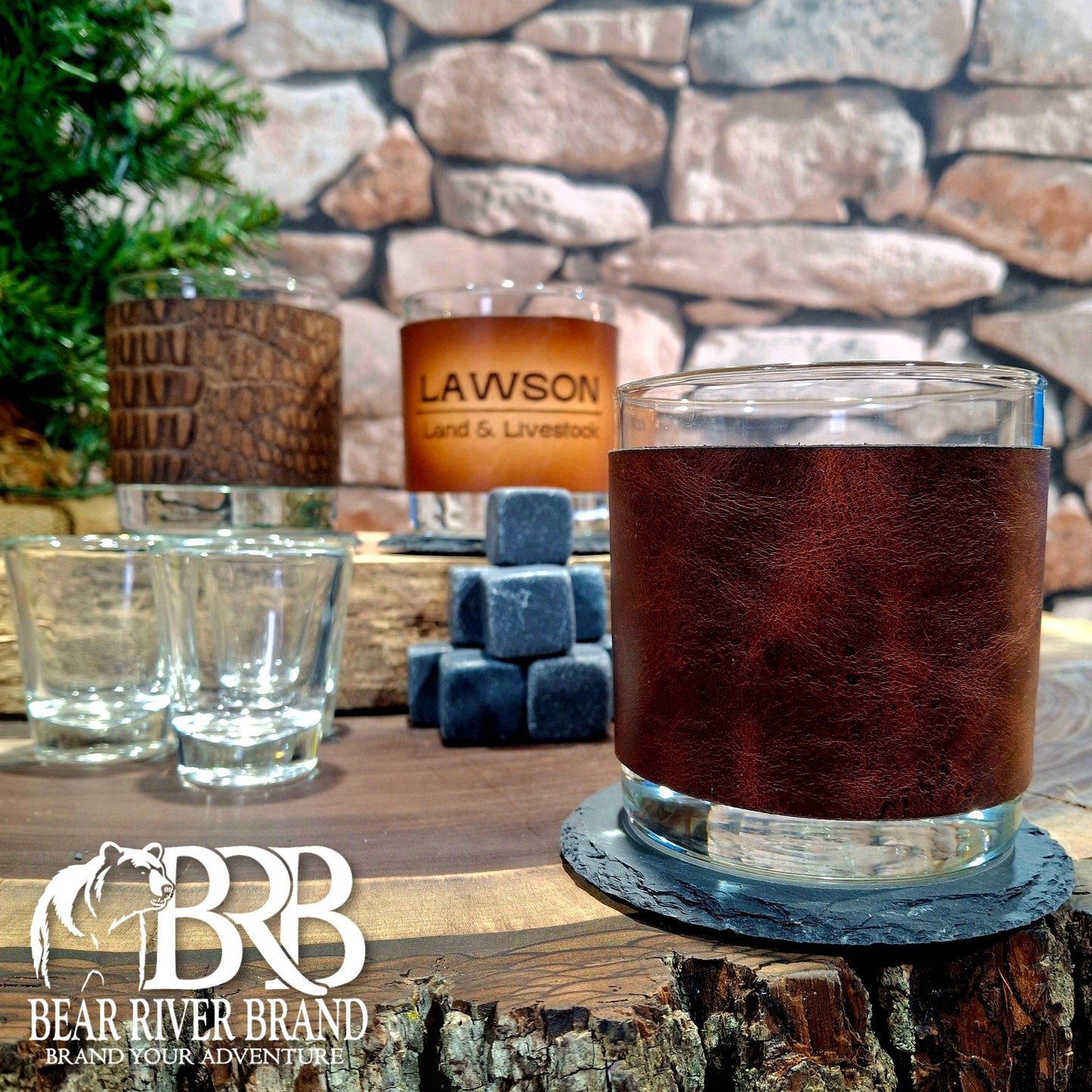 Leather Wrapped Bourbon Glasses