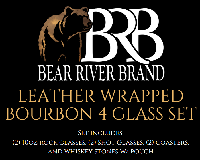 Leather Wrapped Bourbon 4 Glass Set