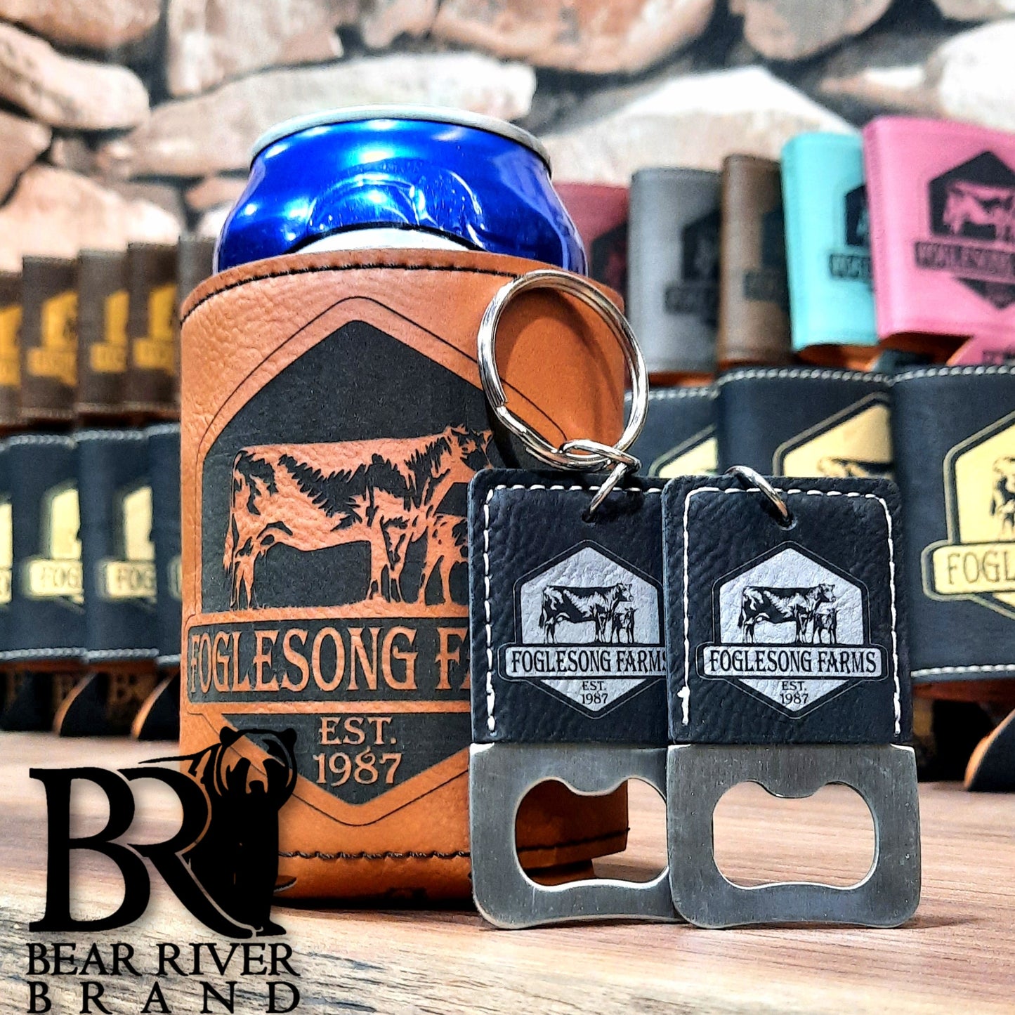 Bottle Opener Leatherette Keychain