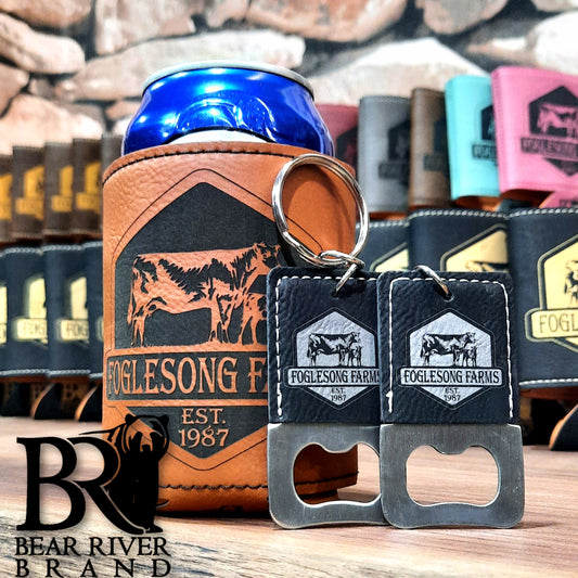 Bottle Opener Leatherette Keychain