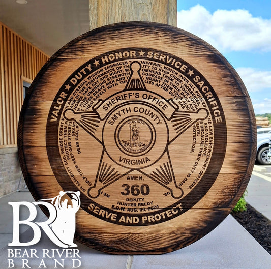 Custom Engraved Whiskey Barrel Lid