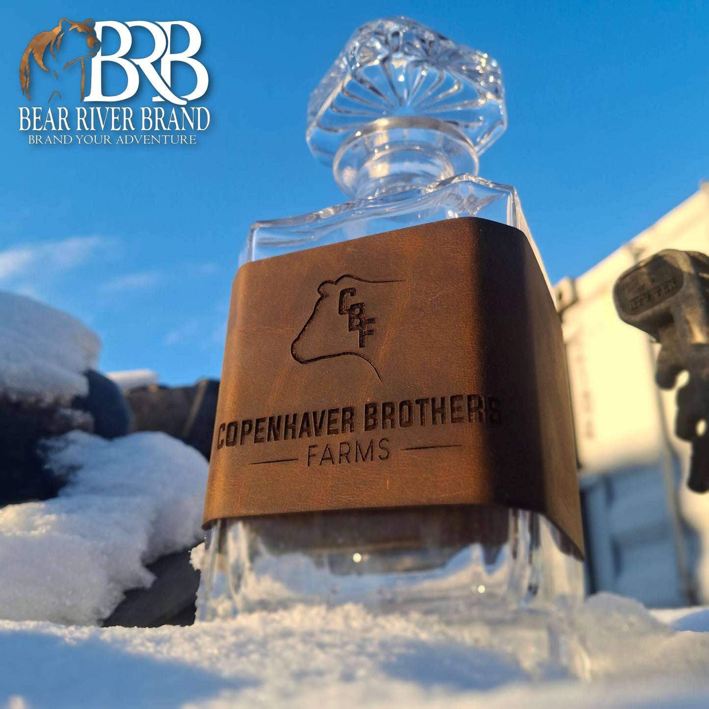 Leather Wrapped Bourbon Decanter Set