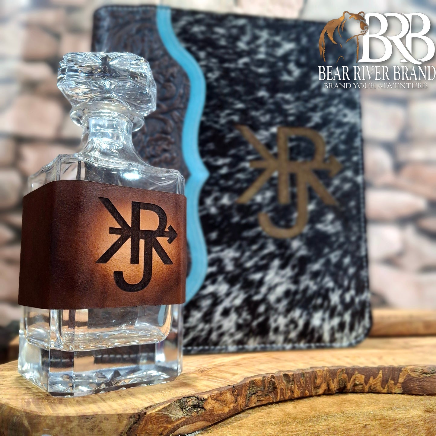 Leather Wrapped Bourbon Decanter Set