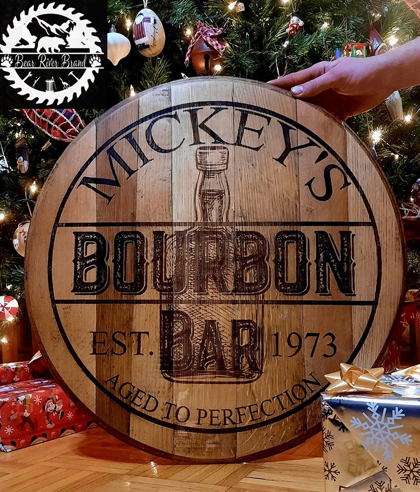 Bourbon Bar Barrel Lid - Personalize